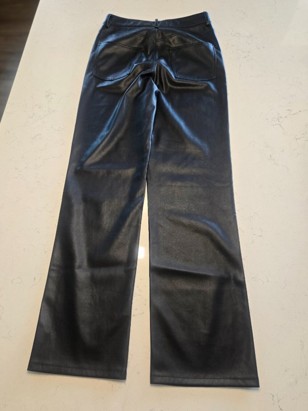 ZARA Black Faux Leather Straight Leg Pants Size 6 / EUR 38 - Picture 2 of 8